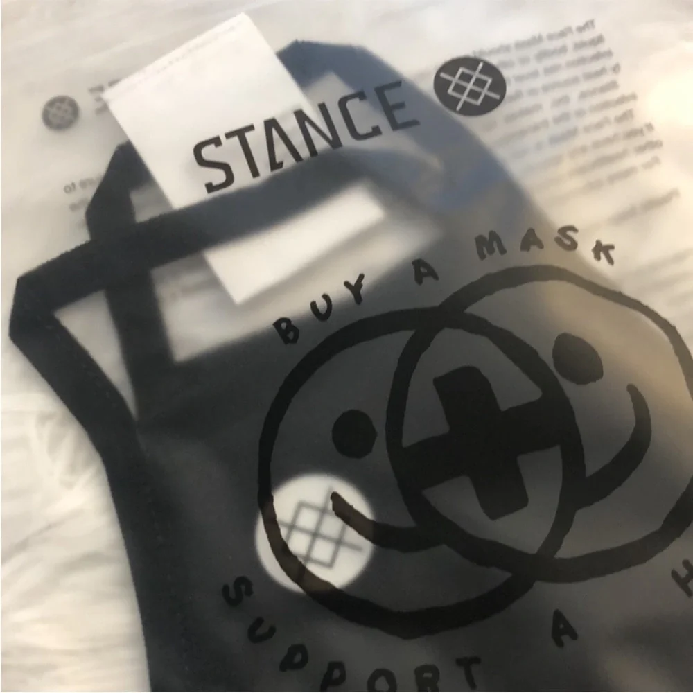 Stance Solid Black Face Mask One Size Fits All NEW in package!
